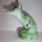Fenton Glass Jadeite Green Chickadee Berries Pine Fox Figurine LE #4/33 M Kibbe