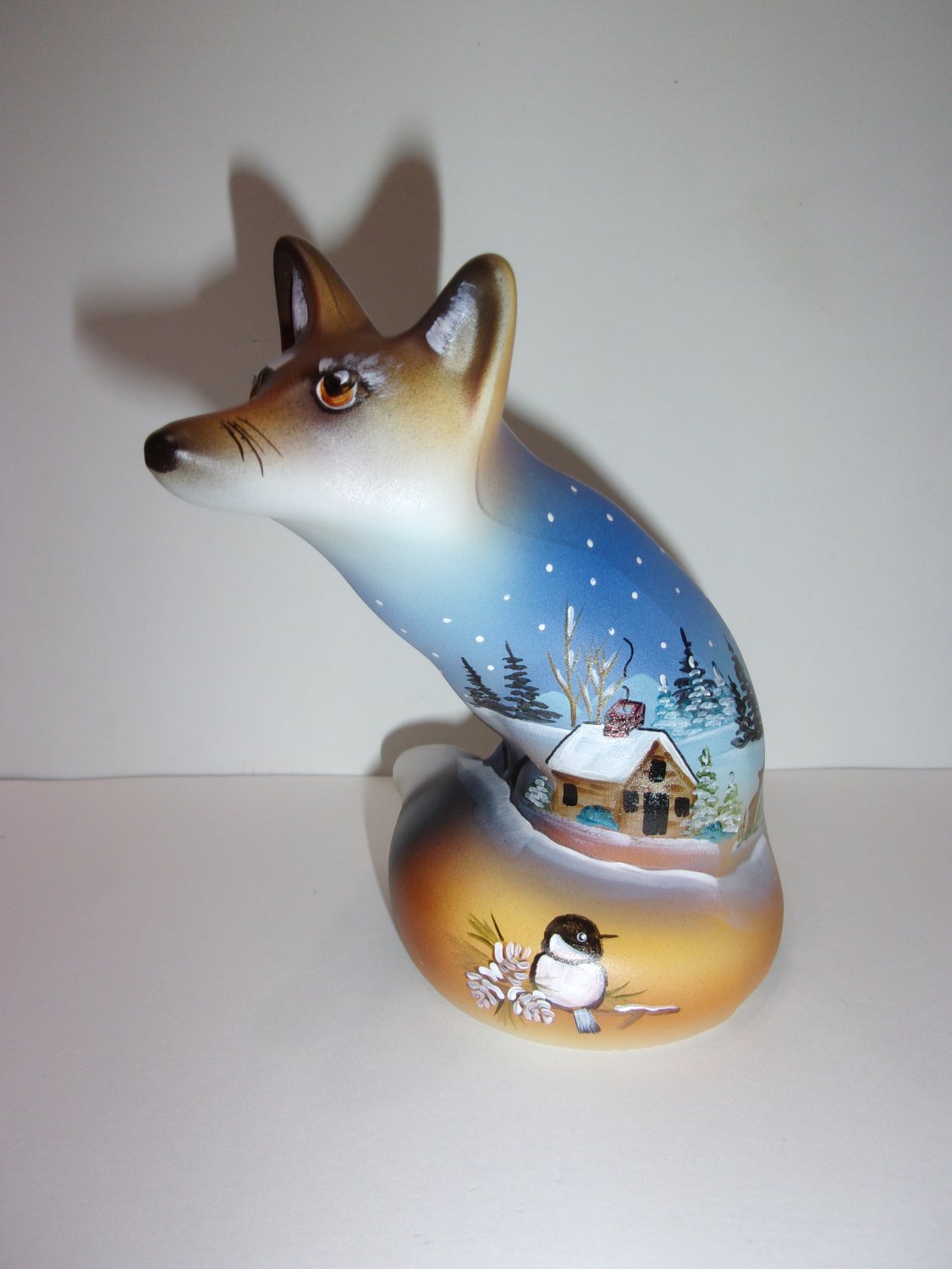 Fenton Glass Home Sweet Home Cabin Deer Bird Fox Figurine LE #40/40 Kim Barley
