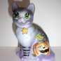 Fenton Glass Purple Halloween Pumpkin Visitor Sitting Cat Ltd Ed K Barley #9/24