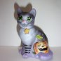 Fenton Glass Purple Halloween Pumpkin Visitor Sitting Cat Ltd Ed K Barley #9/24