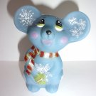 Fenton Glass Blue Snowflake Christmas Mouse Figurine NFGS Ltd Ed 24 Frances Burton