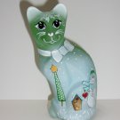 Fenton Glass Green "Snow Time" Snowman Stylized Cat Figurine Ltd Ed #17/32 Barley