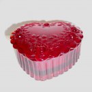 Mosser Glass Ruby Red Valentine's Heart Shaped Trinket Jewelry Box with Roses