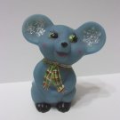 Fenton Glass Blue Sledding Snowman Christmas Mouse Figurine NFGS Ltd Ed Burton