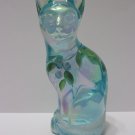 Fenton Glass Aquamarine Carnival Winter Wonderland Stylized Cat Figurine 2006