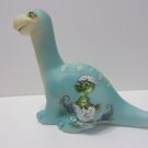 Fenton Glass Blue Dinosaur with Hatchling Baby Egg Figurine Ltd Ed #1/44 Kibbe