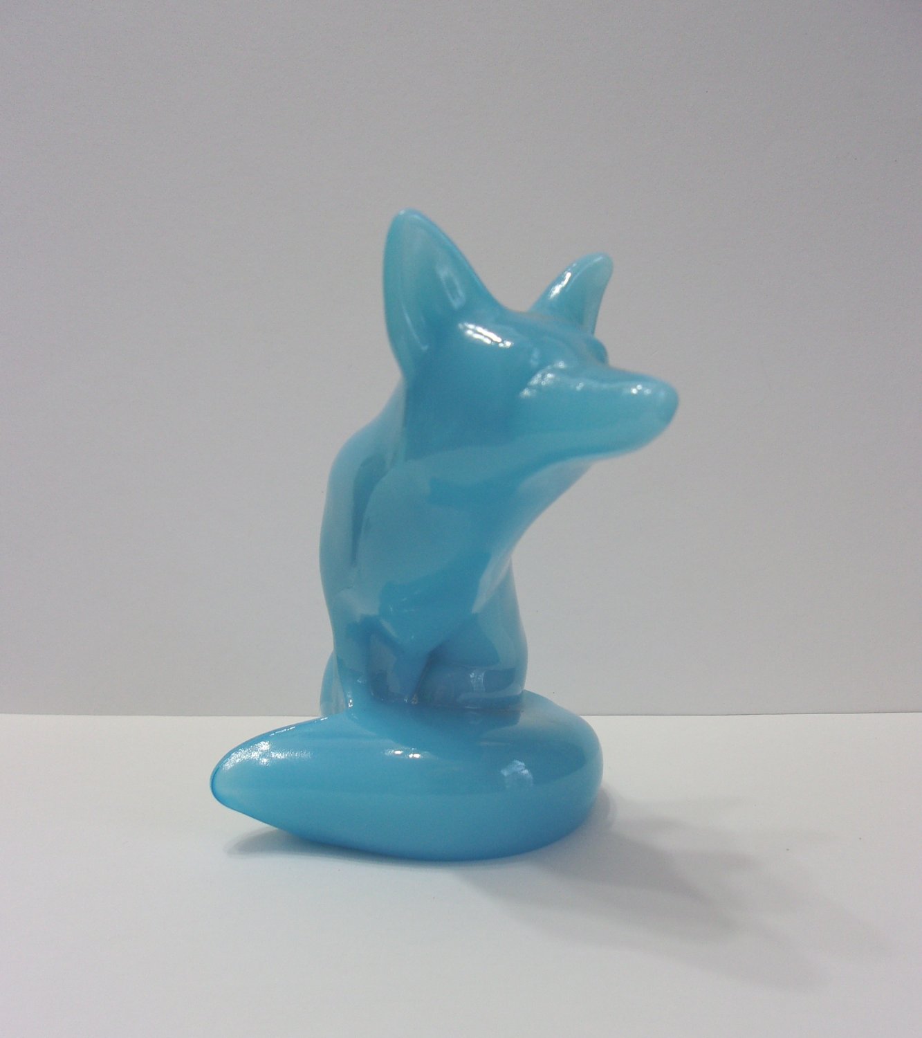 Fenton Glass Robin's Egg Blue Fox Figurine Mosser Made In USA