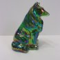 Mosser Glass Emerald Green Carnival Collie Dog Sheltie Figurine Made In USA