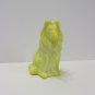 Mosser Glass Dandelion Yellow Collie Dog Sheltie Figurine Made In USA