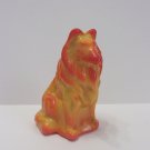 Mosser Glass Pumpkin Orange Swirl Collie Dog Sheltie Figurine Made In USA