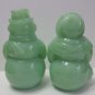 Fenton Glass Jadeite Jade Green Snowman & Snow Woman Figurine Pair Mosser Made In USA