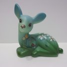 Fenton Glass Jadeite Birdhouse & Daisy Deer Fawn Figurine Ltd Ed #9/26 K Barley