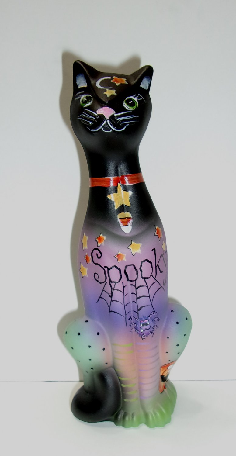 Viking Mold Epic HP Spooky Halloween Glass Cat Fenton K Barley Mosser Made LE #11/39