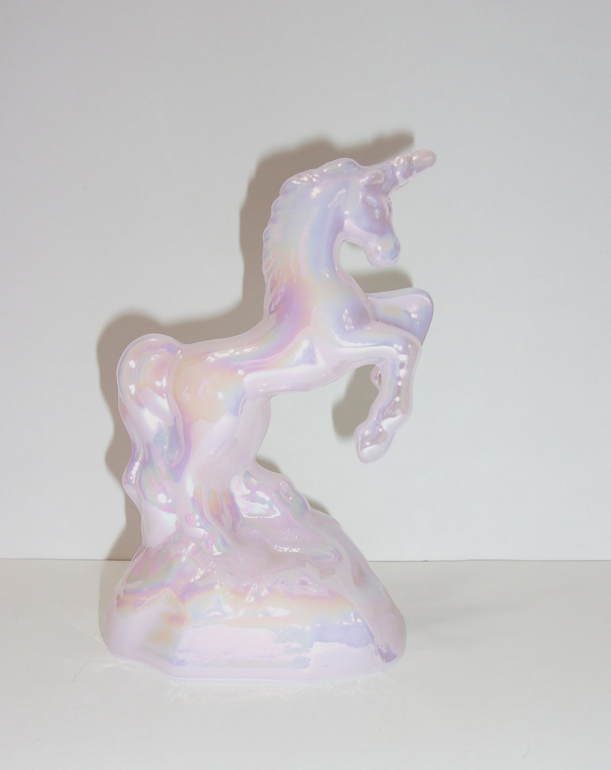 Mosser Glass Crown Tuscan Pink Carnival Unicorn Figurine Former Fenton Mold