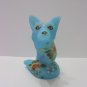 Fenton Glass Blue Sunflower Delight Fox Figurine Ltd Ed #19/30 GSE Kim Barley