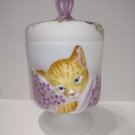 Fenton Glass Orange Tabby Violets & Butterfly Chessie Cat Box Ltd Ed #5/10 Spindler