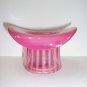 Fenton Glass Cranberry Opalescent Line Optic Top Hot Vase