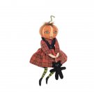 Nelly Pumpkin Head Girl Halloween Joe Spencer Gathered Traditions Art Doll