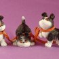 RUFUS DOG, WEE THREE Little Puppies Playing Figurine Statue Set by Ed Van Roswalen Art