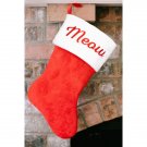 Large Red Plush "Meow" Cat Kitten Christmas Stocking Fully Lined