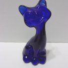 Fenton Glass Cobalt Blue 4" Happy Kitty Cat FAGCA Exclusive 2022 by Mosser Glass