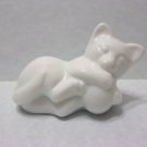 Fenton Glass Milk White Kitten Cat with Ball Figurine FAGCA 2022 Mosser Glass