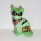 Fenton Glass Green Halloween Batman Cat Figurine FAGCA 2020 Ltd Ed of 18 Burton