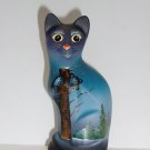 Fenton Glass Cobalt Blue Black Bear In Tree Stylized Cat Figurine Ltd Ed #6/39