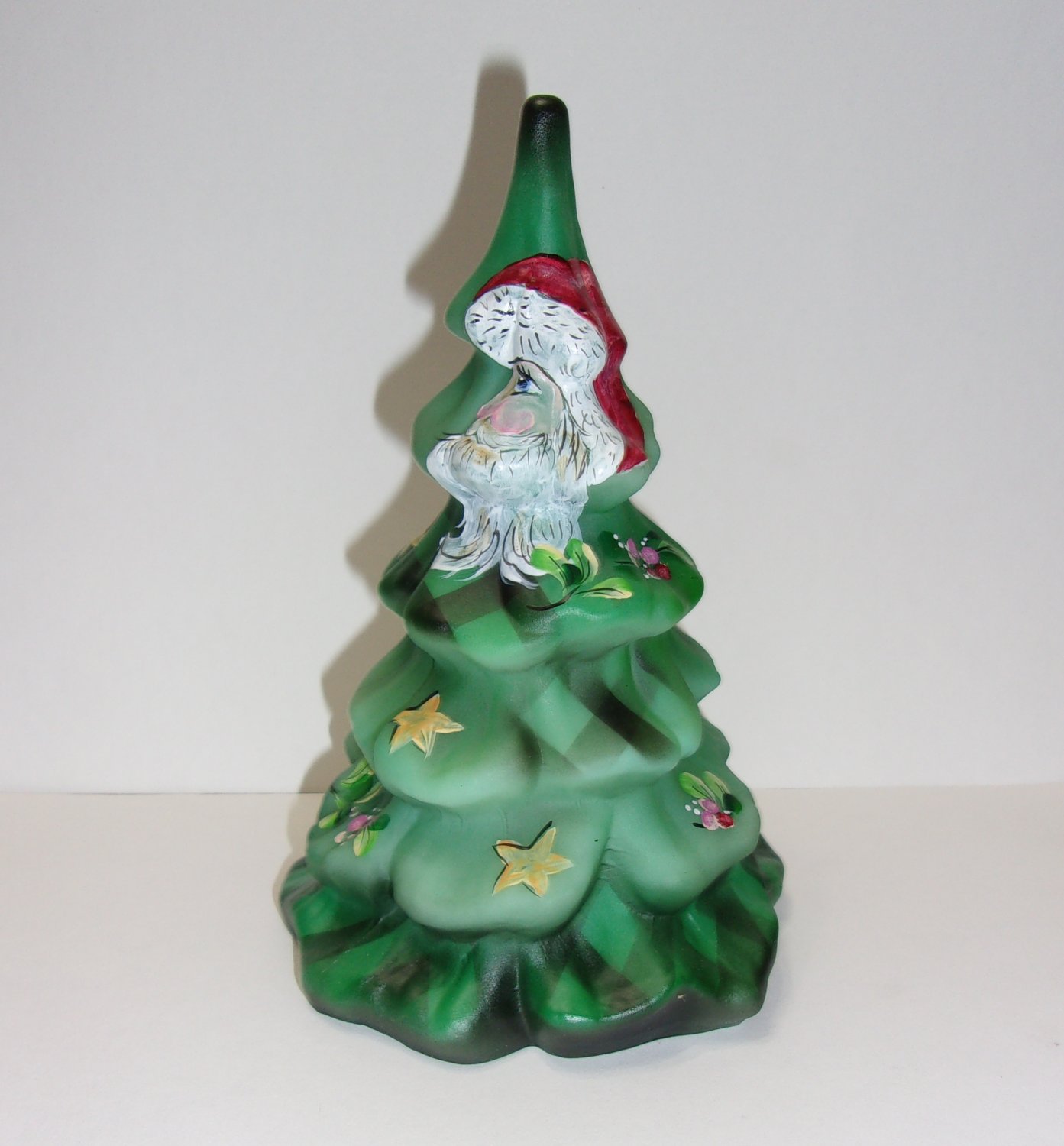 Fenton Glass Jadeite Old Fashioned Santa Christmas Tree Figurine Ltd Ed #22/58