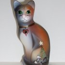 Fenton Glass Natural Calico Sleepy Christmas Mouse Stylized Cat Ltd Ed #5/20