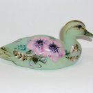 Fenton Glass Jadeite Floral Feather Mallard Duck Figurine Ltd Ed M Kibbe #10/33