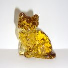 Mosser Glass Amber Golden Persian Cat Kitten Figurine Paperweight