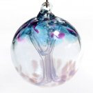 European Art Glass Calypso Mini 2.5" Turquoise Lavender Spirit Tree Witch Ball Kugel
