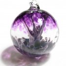 European Art Glass Violet Mini 2.5" Purple Black Spirit Tree Witch Ball Kugel
