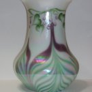 Fenton Glass Fetty Pulled Feather Green Purple Connoisseur Collection Vase Ltd Ed #87/950