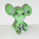 Fenton Glass Green St. Patrick's Day Mouse w Tuxedo Cat FAGCA Excl Ltd Ed of 40