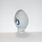 Fenton Glass Crystal Satin Egg Tuxedo Kitty Blue Crescent Moon FAGCA Ltd Ed 30