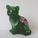 Fenton Glass Emerald Green Ruby Throated Hummingbird Sitting Cat Ltd Ed #40/54