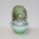 Fenton Glass Jadeite Jade Green Chickadee Pines Cabin Fairy Light Lamp Ltd Ed #4/46