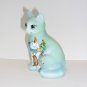 Fenton Glass Jadeite Green Winter Chums Sitting Cat Figurine Ltd Ed #4/24 Barley