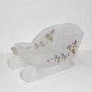 Mosser Glass Crystal Satin Holly Mini Christmas Sleigh for Reindeer Made In USA!
