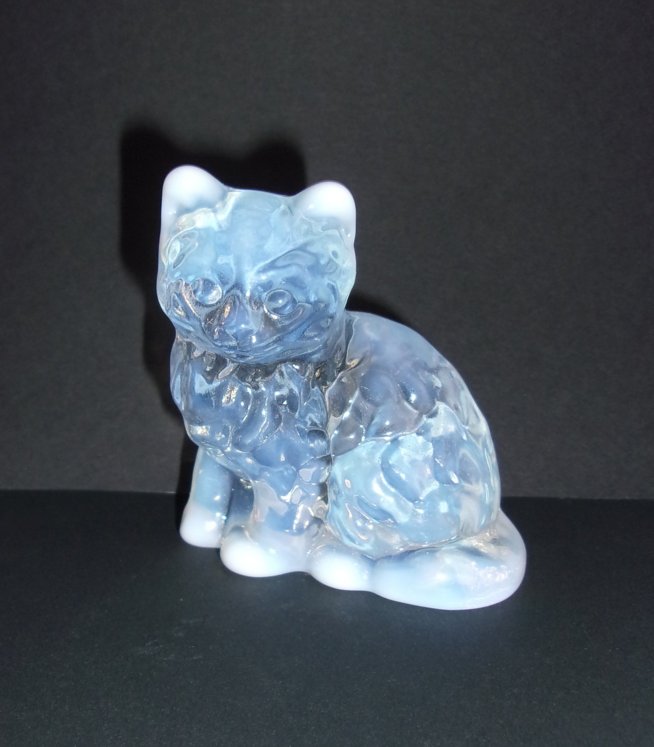 Mosser Glass Crystal Opalescent Persian Cat Kitten Figurine Made In USA!