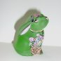 Fenton Glass OOAK Bunny Rabbit Green Satin Flower Basket Easter by Sunday Davis