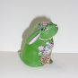 Fenton Glass OOAK Bunny Rabbit Green Satin Flower Basket Easter by Sunday Davis