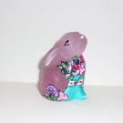 Fenton Glass OOAK Bunny Rabbit Pink Satin Heart Bouquet Easter by Sunday Davis
