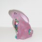 Fenton Glass OOAK Bunny Rabbit Pink Satin Heart Bouquet Easter by Sunday Davis