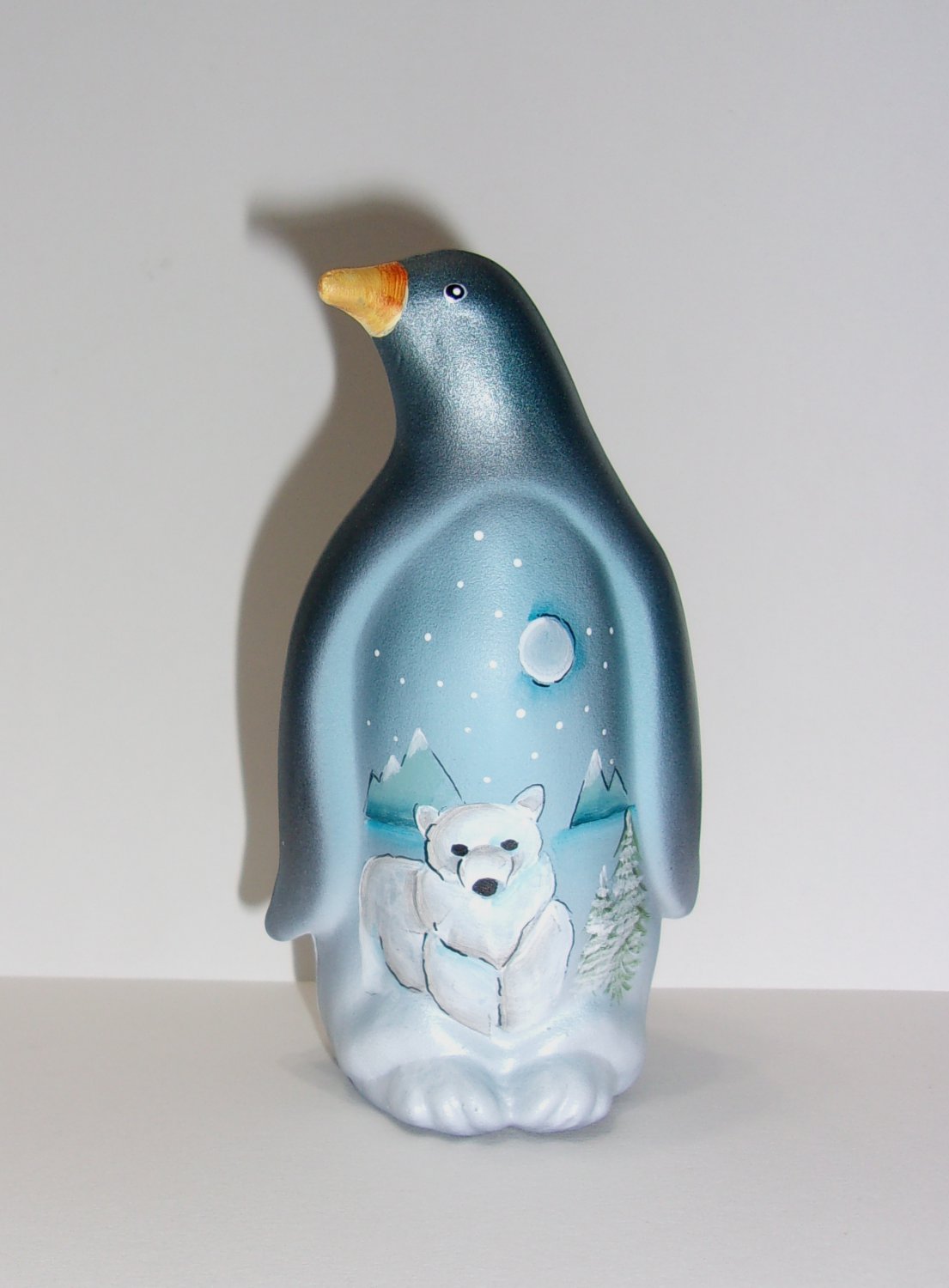 Fenton Glass Polar Bear Wintry Night Penguin Figurine Ltd Ed #9/31 Kim Barley