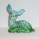 Fenton Glass Jadeite Birdhouse & Daisy Deer Fawn Figurine Ltd Ed #9/26 K Barley