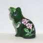 Fenton Glass Emerald Green Ruby Throated Hummingbird Sitting Cat Ltd Ed #40/54
