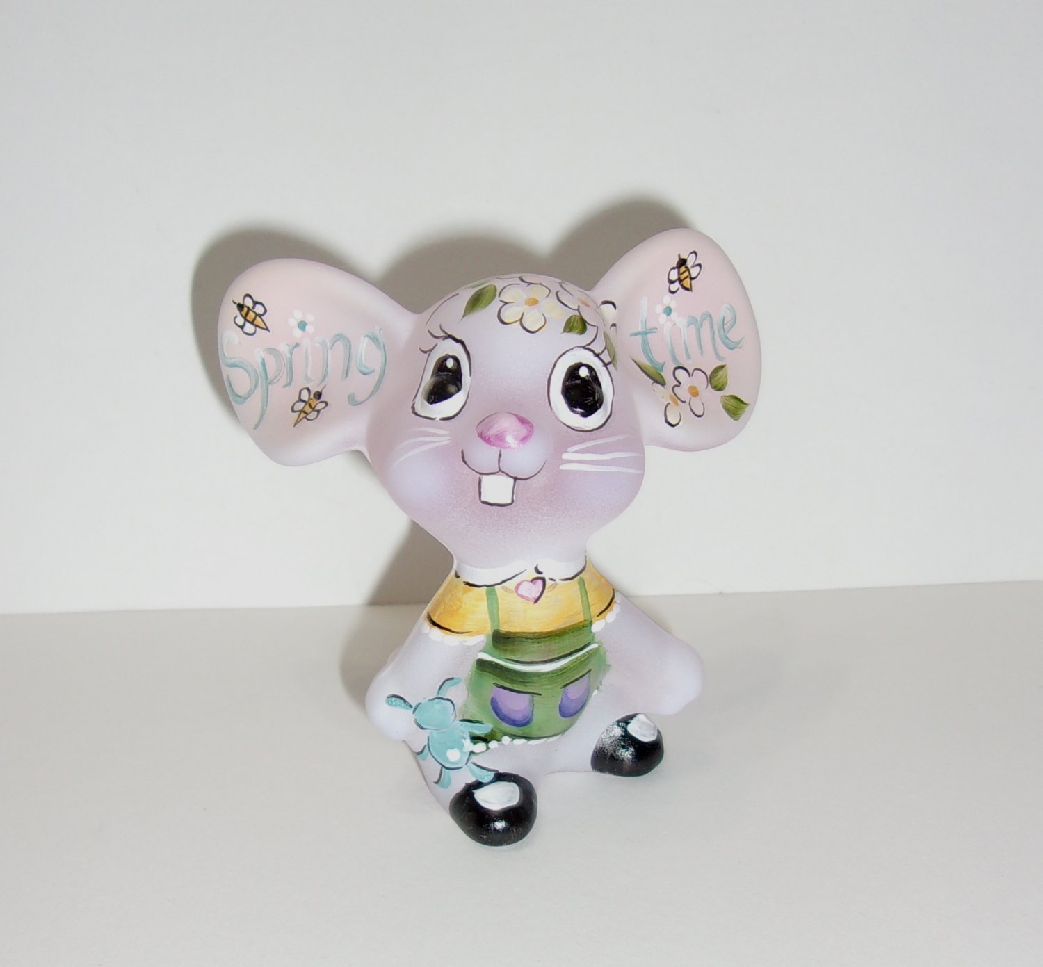 Fenton Glass Pink Opal Spring Mouse Figurine Bunny Bear Cat Ltd Ed #13/20 Barley